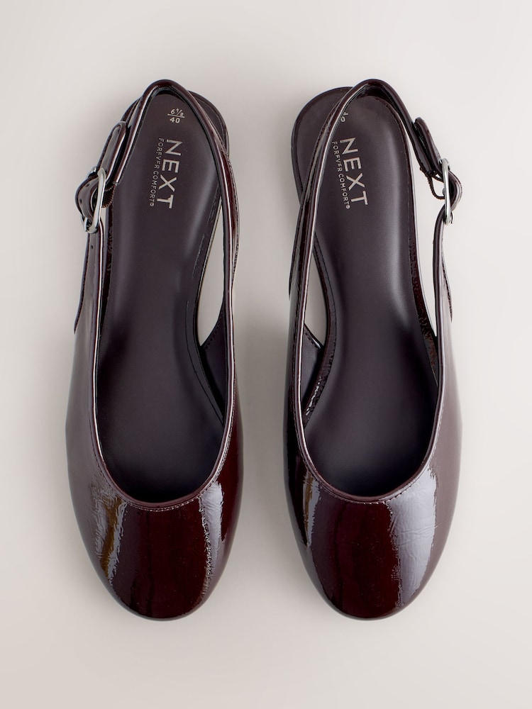 Burgundy Red Forever Comfort® Round Toe Slingback Flats - Image 1 of 5