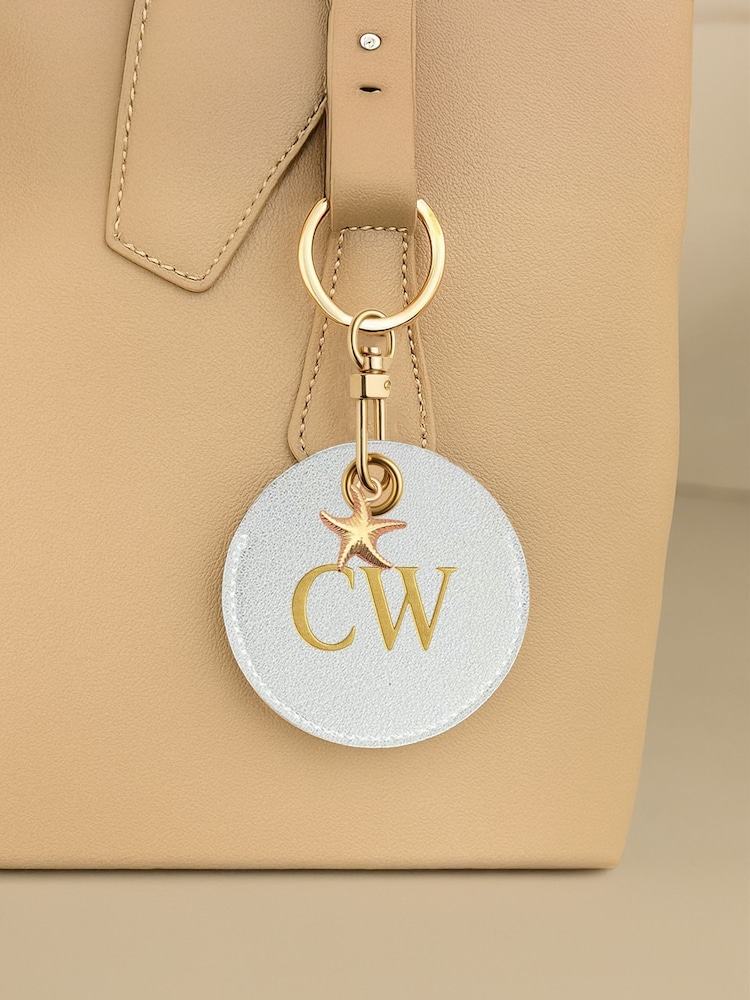 Jonnys Sister Personalised Faux Leather Bag Accessory with Gold Tone Starfish Charm - Image 1 of 1