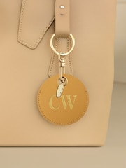 Jonnys Sister Personalised Leather Bag Accessory with Gold Tone Feather Charm - Image 1 of 1