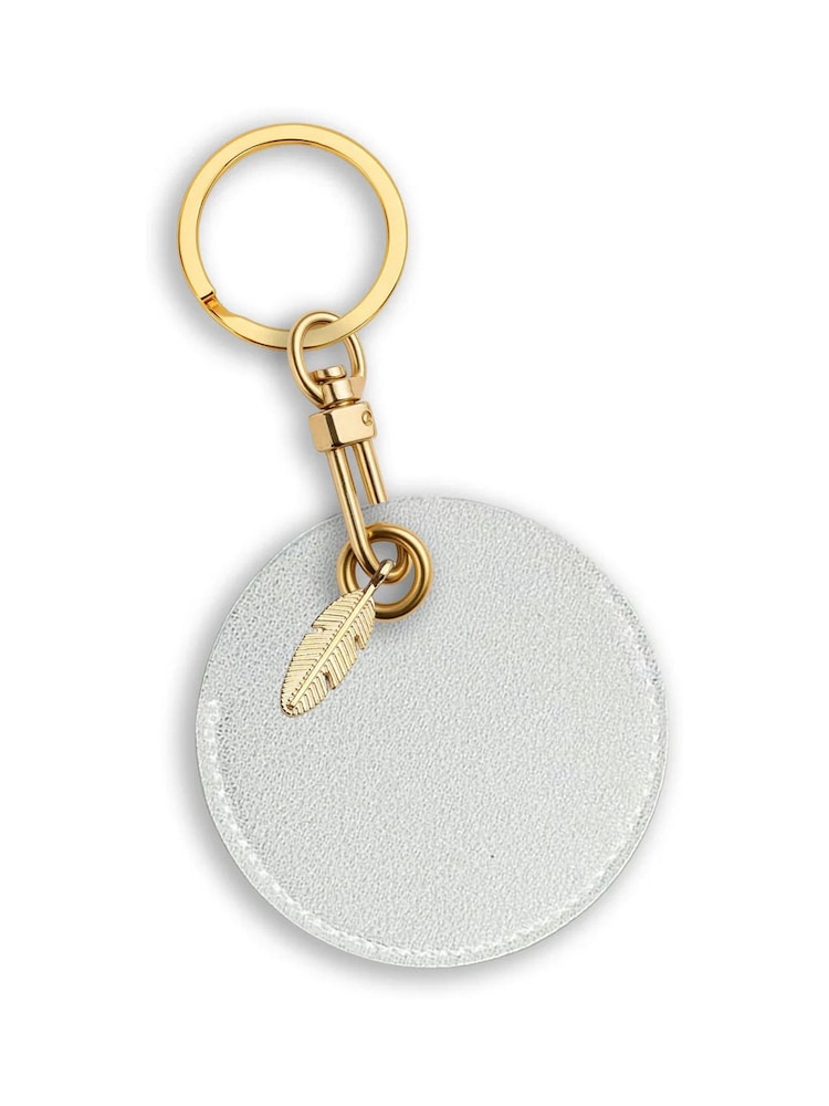 Jonnys Sister	Personalised Faux Leather Bag Accessory with Gold Tone Feather Charm - Image 2 of 2