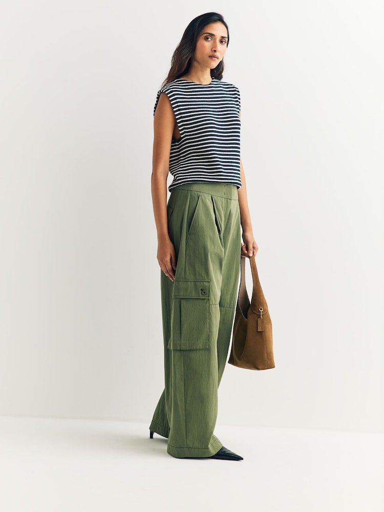 Weekend MaxMara Green Aquila Wide Leg Trousers - Image 2 of 5