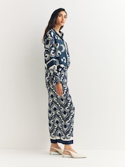 Weekend MaxMara Blue Ottico Pattern Wide Leg Trousers - Image 2 of 5