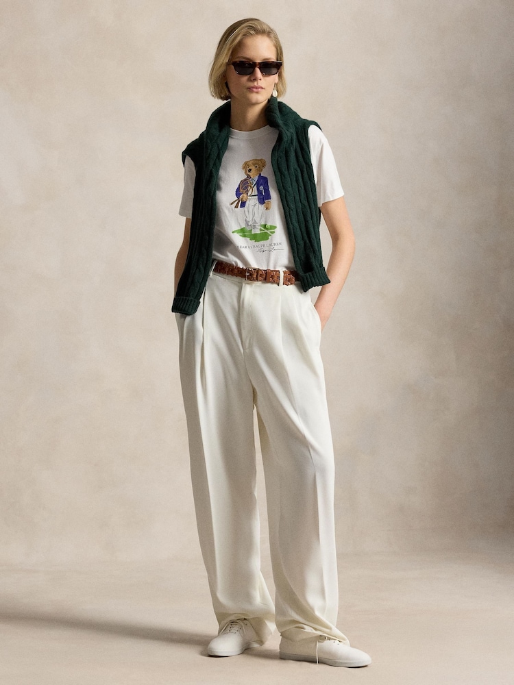 Polo Ralph Lauren White Knit T-Shirt - Image 1 of 3