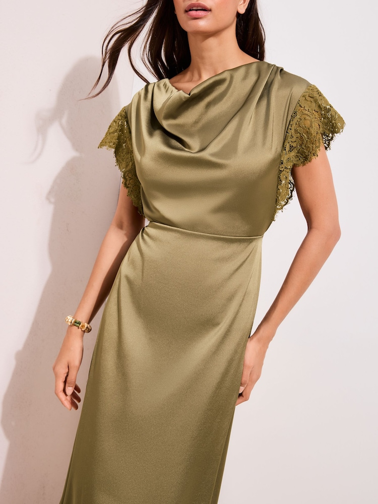 Buy Friends Like These Olive Green Satin Cowl Neck Midi Dress from Next  Norway