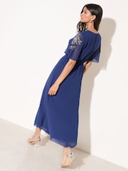 Friends Like These Navy Short Sleeve Embellished Midi Dress - Image 2 of 5