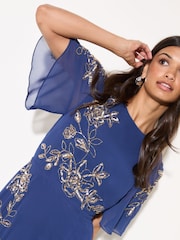 Friends Like These Navy Short Sleeve Embellished Midi Dress - Image 3 of 5