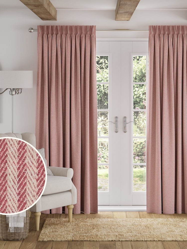 Pink Brushed Stripe Made to Measure Curtains - Image 1 of 9