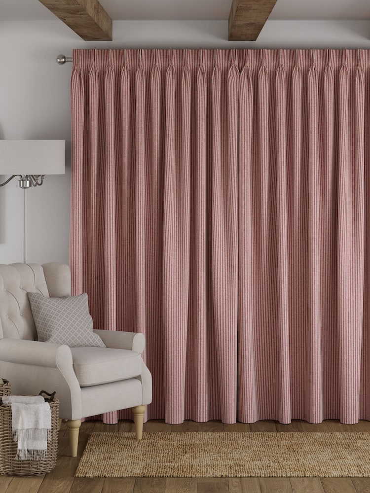Pink Brushed Stripe Made to Measure Curtains - Image 2 of 9