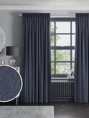 Blue Embossed Made to Measure Curtains - Image 1 of 9