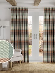 Teal Blue Check Made to Measure Curtains - Image 1 of 9