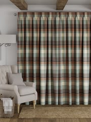 Teal Blue Check Made to Measure Curtains - Image 2 of 9