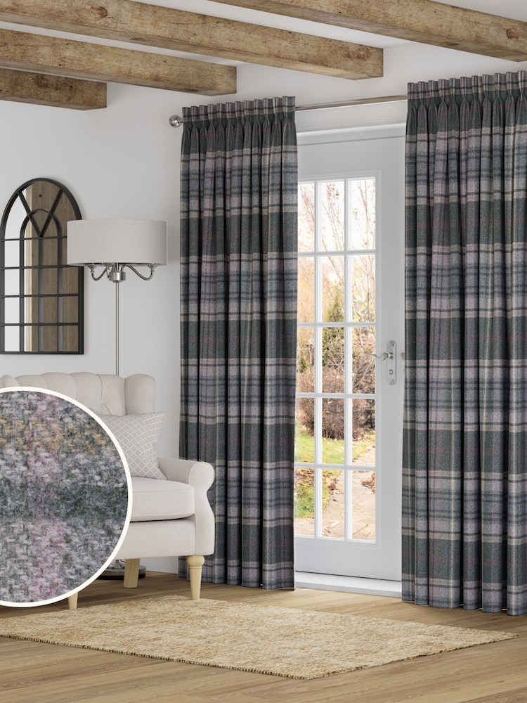 Grey Brushed Check Made to Measure Curtains - Image 1 of 9