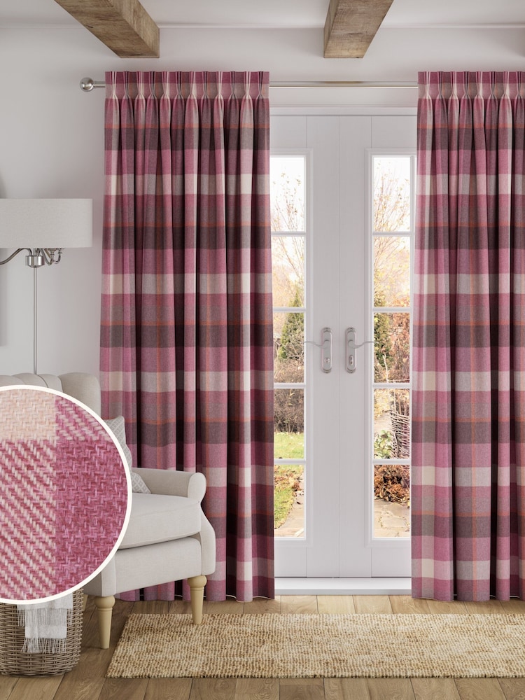 Pink Berry Check Made to Measure Curtains - Image 1 of 9