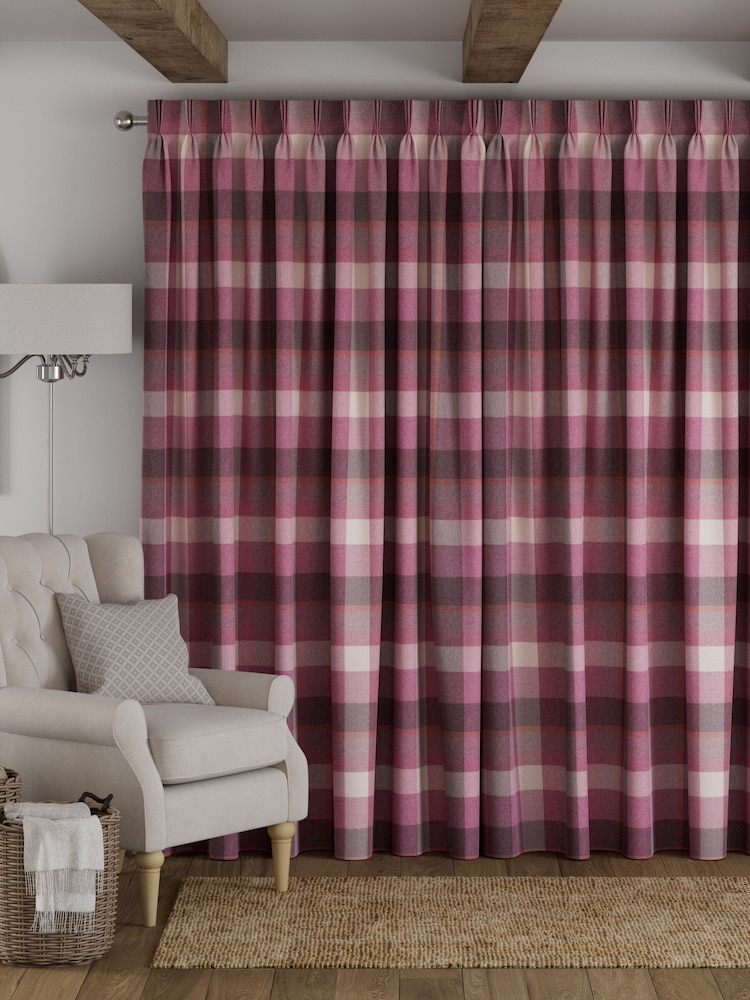 Pink Berry Check Made to Measure Curtains - Image 2 of 9