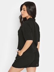 PixieGirl Petite Black Textured Boxy Short Sleeve Shirt - Image 4 of 6