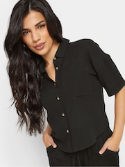 PixieGirl Petite Black Textured Boxy Short Sleeve Shirt - Image 5 of 6