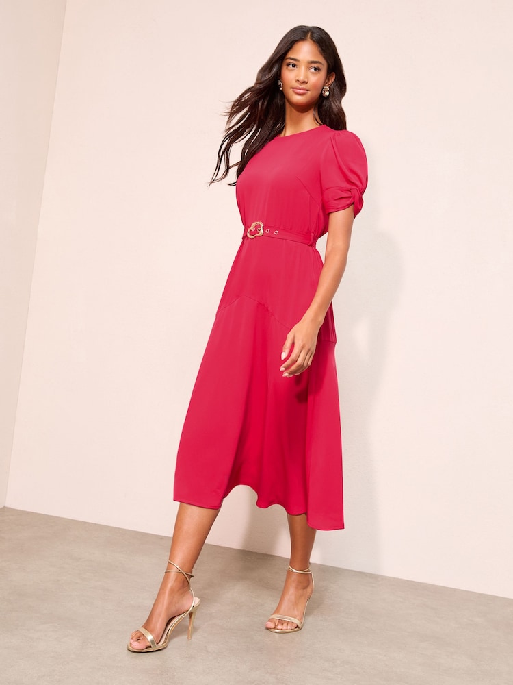 knee length dresses for ladies Massey Red Midi Dress