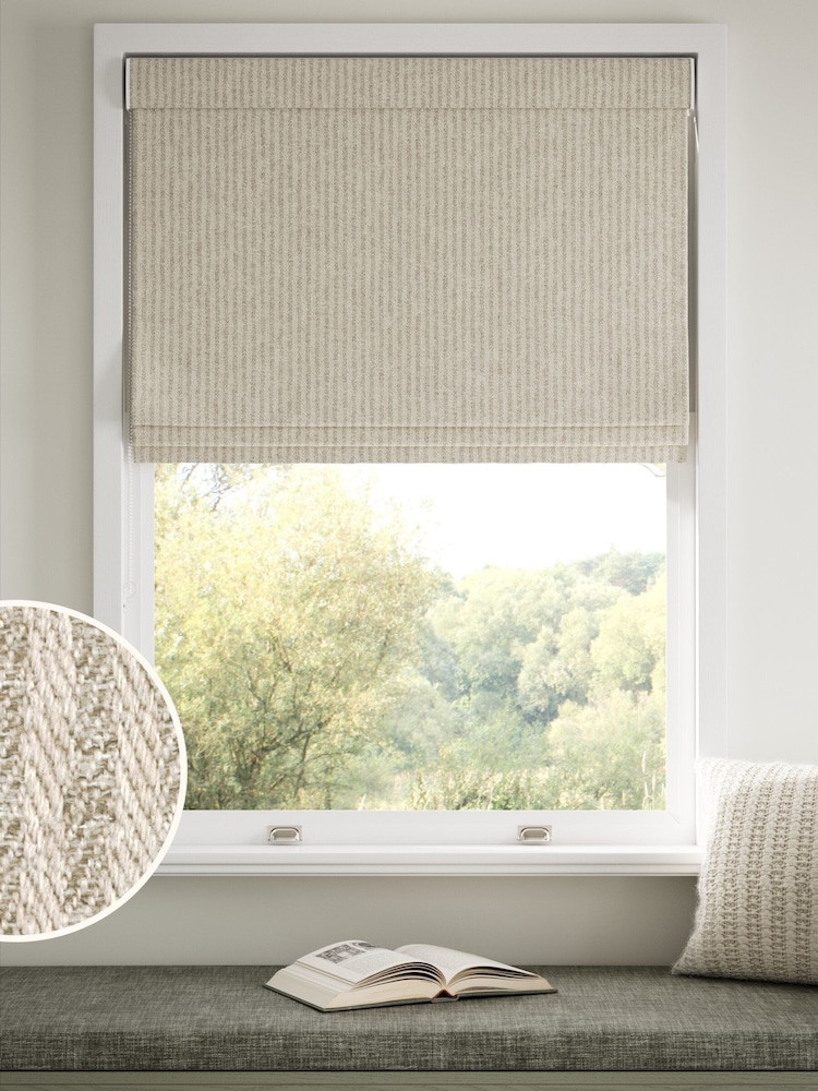 Natural Brushed Stripe Made to Measure Roman Blinds - Image 1 of 6