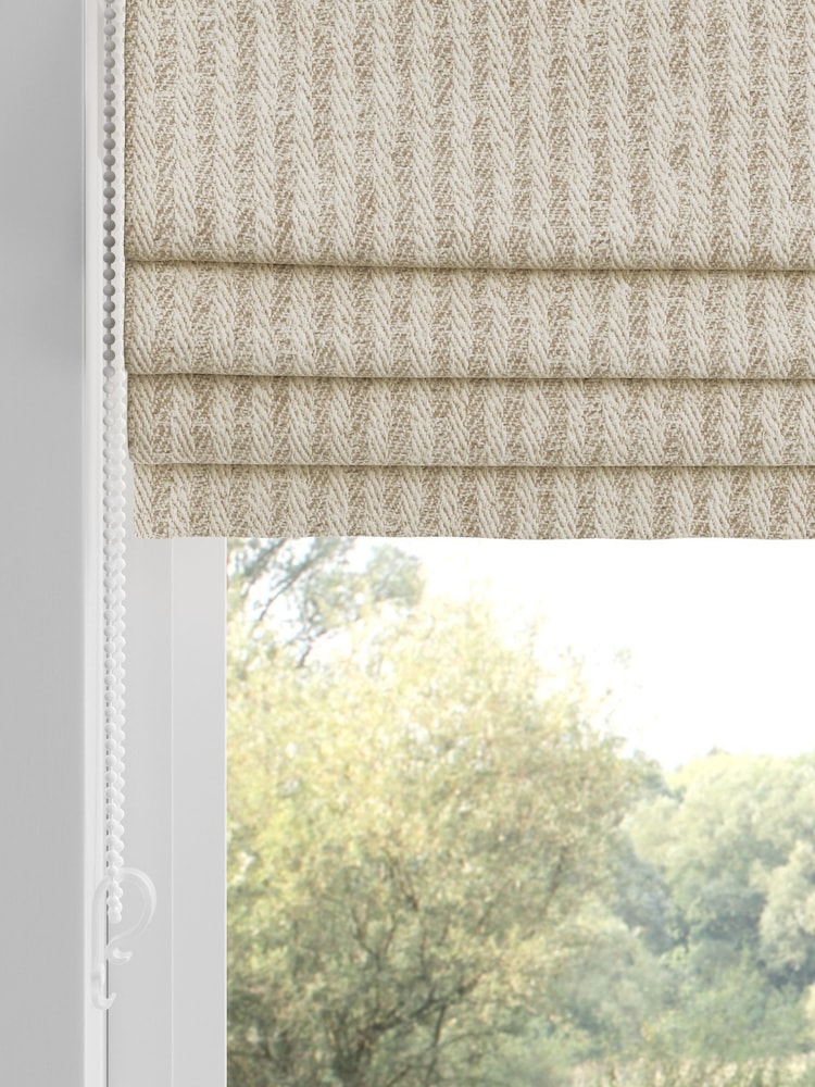 Natural Brushed Stripe Made to Measure Roman Blinds - Image 2 of 6