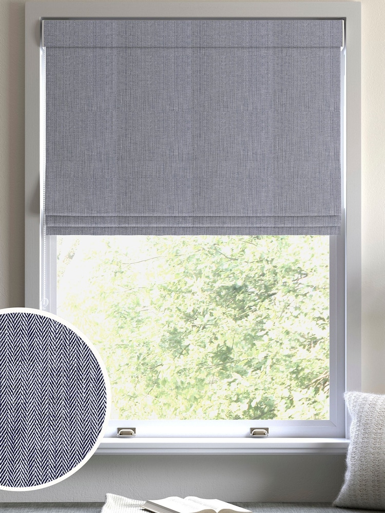 Blue Knit Made to Measure Roman Blind - Image 1 of 6 Blue Knit Made to Measure Roman Blind - Image 1 of 6