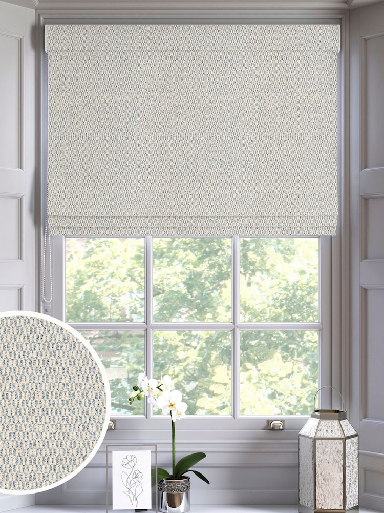 Blue Small Geo Made to Measure Roman Blind - Image 1 of 6 Blue Small Geo Made to Measure Roman Blind - Image 1 of 6