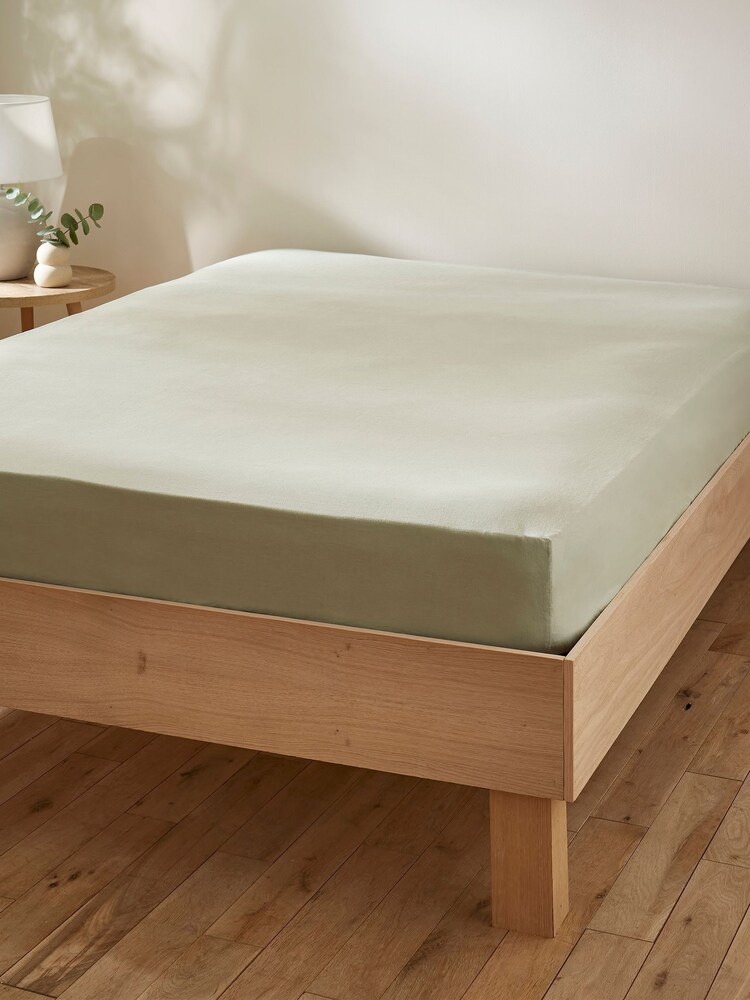 Martex Pistachio Green Touch Of Linen Fitted Sheet - Image 1 of 6