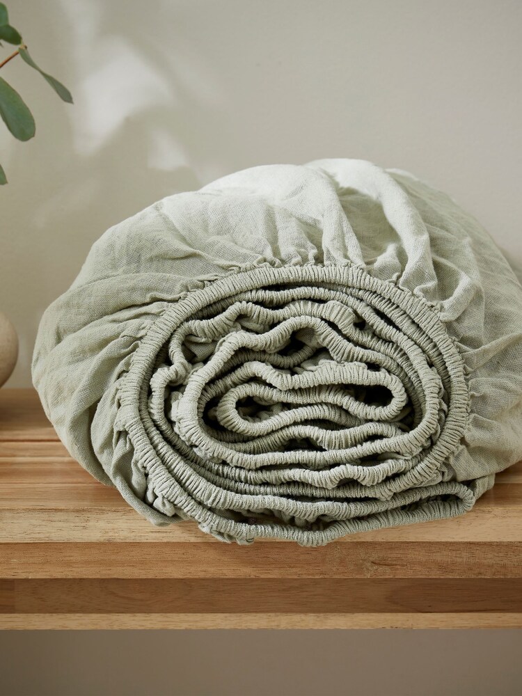 Martex Pistachio Green Touch Of Linen Fitted Sheet - Image 2 of 6