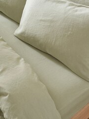 Martex Pistachio Green Touch Of Linen Fitted Sheet - Image 3 of 6