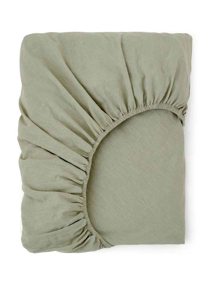 Martex Pistachio Green Touch Of Linen Fitted Sheet - Image 6 of 6