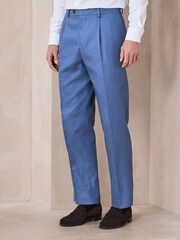 modra - Relaxed Fit Linen Blend Suit Trousers - Slika 1 iz 8