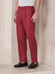 rdeča - Relaxed Fit Linen Blend Suit Trousers - Slika 1 iz 9