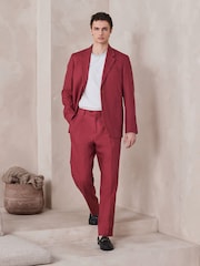 rdeča - Relaxed Fit Linen Blend Suit Trousers - Slika 2 iz 9