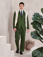 zelena - Relaxed Fit Linen Blend Suit Trousers - Slika 2 iz 8