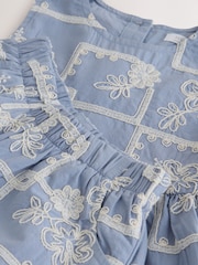 Blue/Ecru Embroidered Blouse And Trousers Co-ord Set (3mths-8yrs) - Image 8 of 9