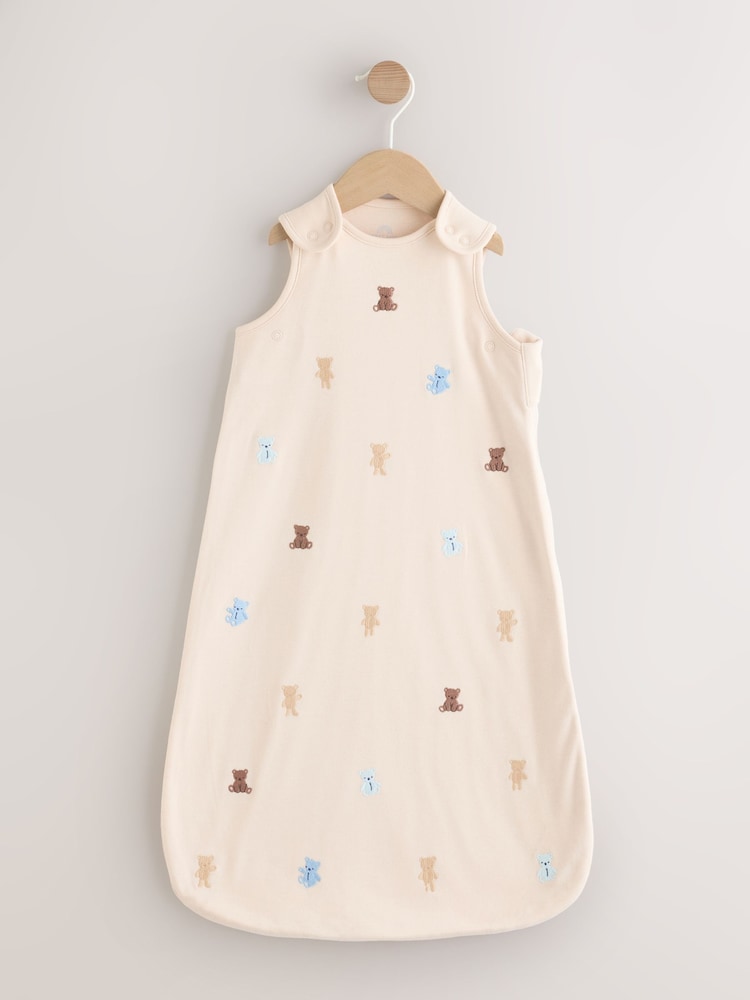 Neutral/Blue Embroidered Bears 1 Tog Sleeveless Baby Sleepbag - Image 1 of 7