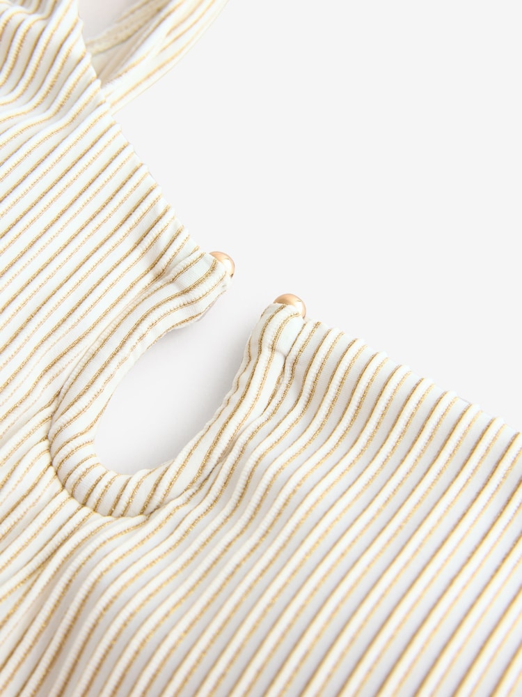 B by Ted Baker One Shoulder White Swimsuit with Tummy Control - Image 2 of 4