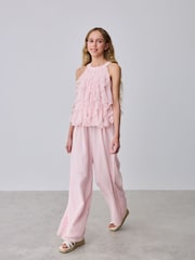 ვარდისფერი - Baker by Ted Baker Mesh Waterfall Halter Wide Leg Jumpsuit - სურათი 1 9-დან