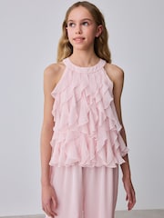 ვარდისფერი - Baker by Ted Baker Mesh Waterfall Halter Wide Leg Jumpsuit - სურათი 2 9-დან