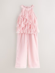 ვარდისფერი - Baker by Ted Baker Mesh Waterfall Halter Wide Leg Jumpsuit - სურათი 5 9-დან