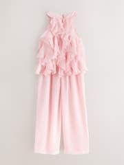 ვარდისფერი - Baker by Ted Baker Mesh Waterfall Halter Wide Leg Jumpsuit - სურათი 6 9-დან