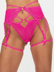 Ann Summers Pink Bright Compelling Floral Embroidery Suspender Belt - Image 3 of 5