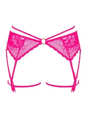 Ann Summers Pink Bright Compelling Floral Embroidery Suspender Belt - Image 5 of 5