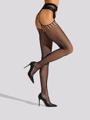 Ann Summers Black Geo Crotchless Fishnet Tights - Image 3 of 3