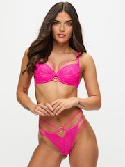Ann Summers Pink Bright Compelling Floral Embroidery Thong - Image 1 of 5