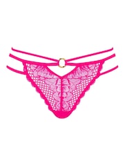 Ann Summers Pink Bright Compelling Floral Embroidery Thong - Image 5 of 5
