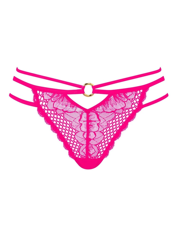 Ann Summers Pink Bright Compelling Floral Embroidery Thong - Image 5 of 5