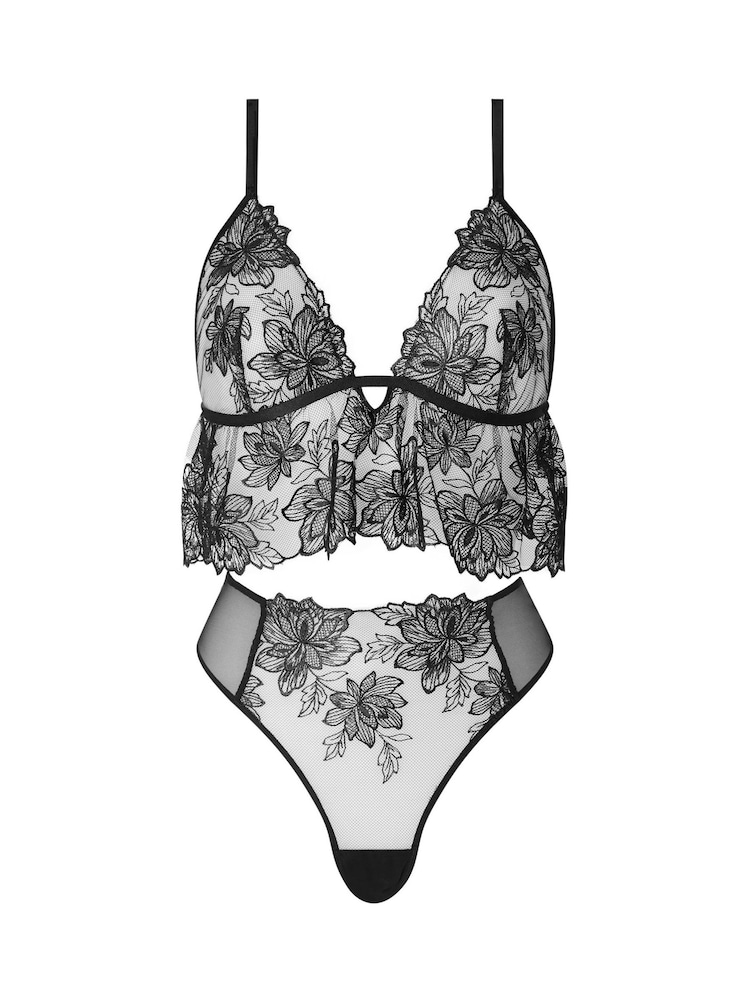 Ann Summers Black Midnight Blossom Cami Set - Image 6 of 6