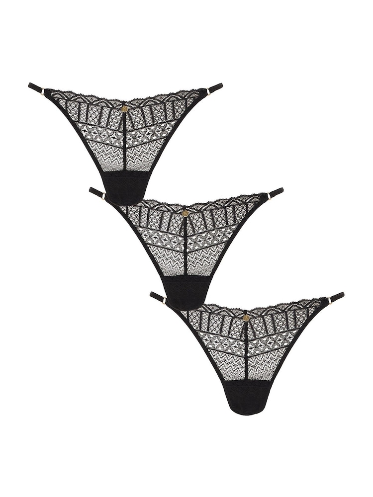 KBX Black Lace Brazilian Knickers 3 Pack - Image 1 of 4 KBX Black Lace Brazilian Knickers 3 Pack - Image 1 of 4