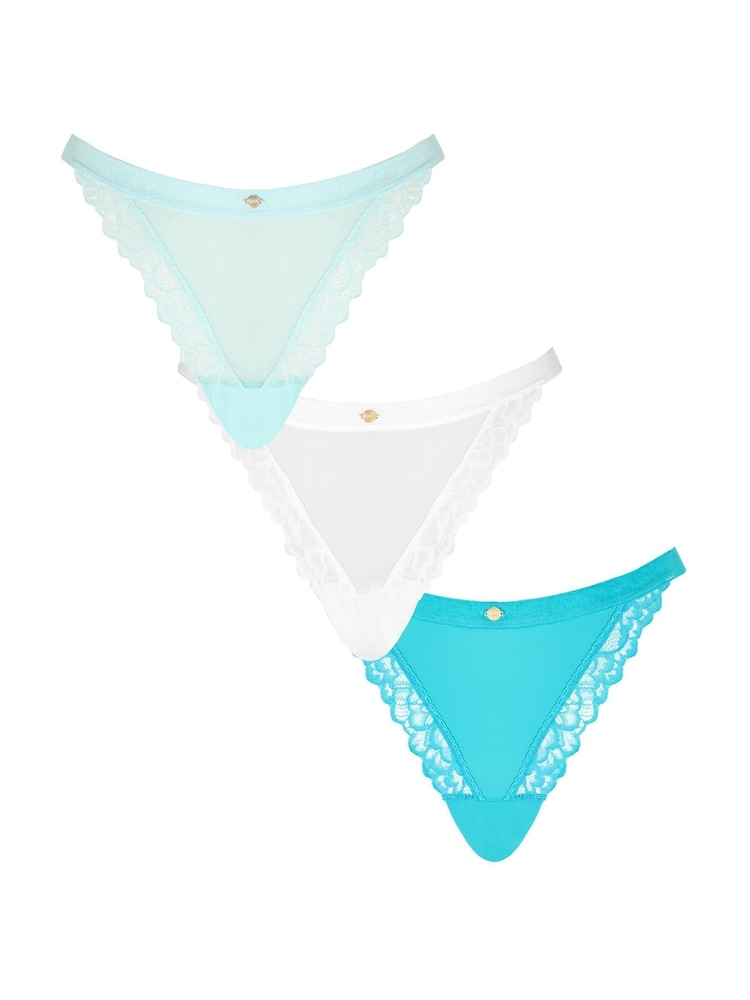 KBX Pink Light Blue/White/Teal Mixed Thong 3 Pack - Image 1 of 7 KBX Pink Light Blue/White/Teal Mixed Thong 3 Pack - Image 1 of 7