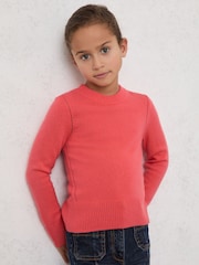 Reiss Coral Anya Wool-Blend Open-Stitch Jumper with Cashmere - Image 3 of 5